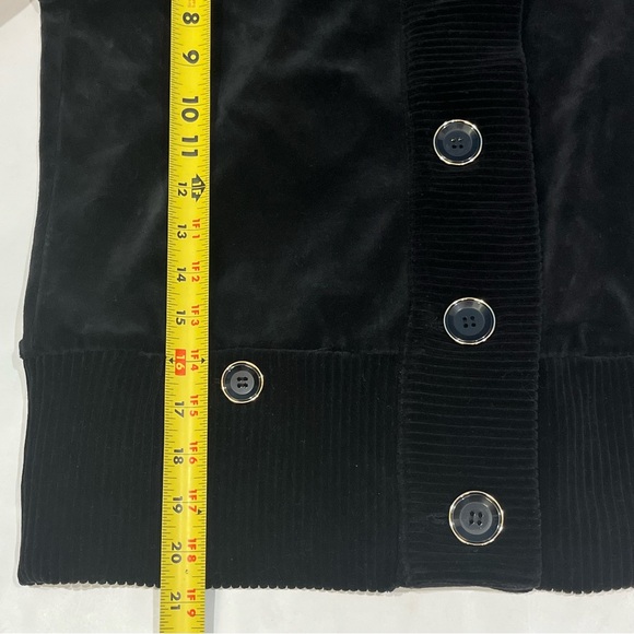Jones New York Black Velvet Velour Large Button Tracksuit Women Size Medium - Picture 12 of 16